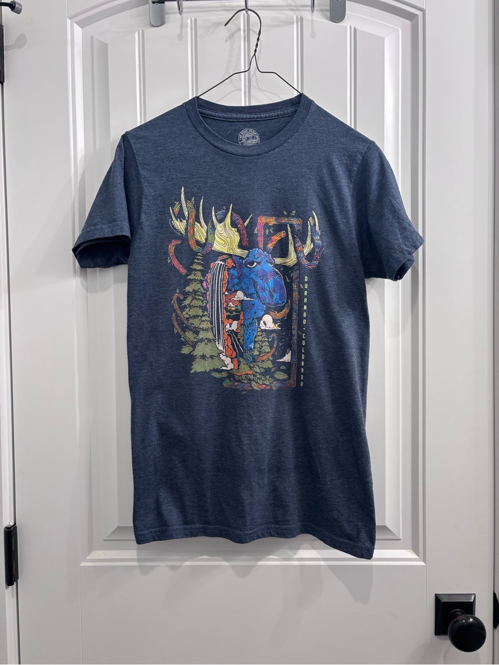Graphic Moose Short-Sleeve Tee in Navy Blue